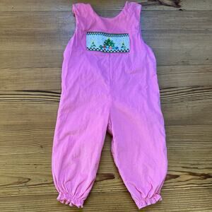 Rosalina pink corduroy Christmas smocked overall pants SIZE 24M
